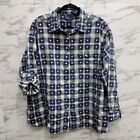 CST Blues Womens Shirt Plus Size 5X Blue Plaid Hearts Roll Tab Sleeve Button Up
