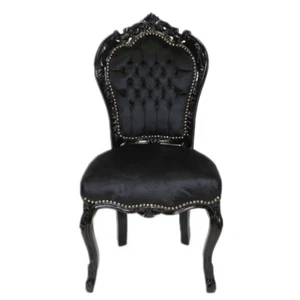 Barockstuhl Stuhl Schwarz Gothic Stoff Esszimmer Wohnzimmer Klassisch Modern Top - Bild 1 von 2