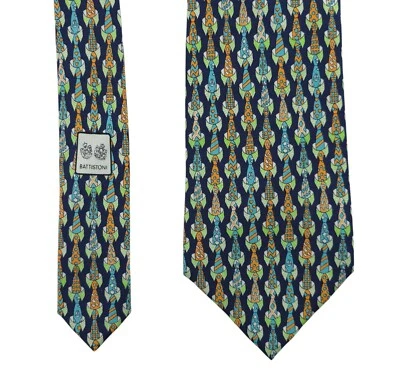 Corbata de seda estampada azul Battistoni hecha en Italia Foto 1 de 4