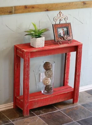 Reclaimed Wood Console Table 30” Rustic Entryway Accent Shelf in 5 Color Options - Image 1 of 4