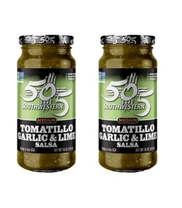 Salsa 505 Southwestern Tomatillo ajo y lima 2 frascos de vidrio nuevo con etiquetas 16 oz - Imagen 1 de 7