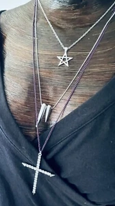 New Material Girl 3 Strand Chain And Cross Necklace With Charms-New - Picture 1 of 6