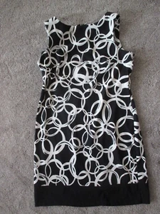 Women's AB Studio Size 12 Sleeveless Dress, Black/White Geometric Pattern, VGC - Picture 1 of 8