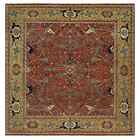 10'x10' Henna Red Antiqued Heris Hand Knotted Wool Square Oriental Rug R90269