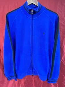 Ralph Lauren Polo Blue w/Black Full Zippered High Collar Cotton Sweater Jacket - Foto 1 di 8