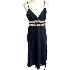 California Dynasty Nightgown Womens Size Medium Vintage Lace Slip Style Black