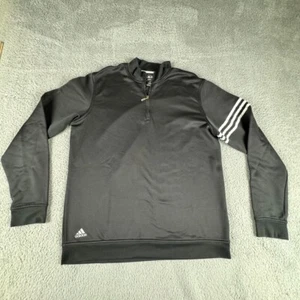 Adidas Golf Climalite Jacket Mens Medium Black 1/4 Zip Long Sleeve - Picture 1 of 13