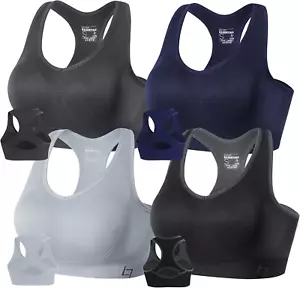 Racerback Sports Bras for Women - Padded Seamless Support Bra for Yoga Gym Worko - Picture 1 of 12