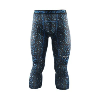 Men's Sports Camouflage Compression Bottoms 3/4 Running Leggings Stretchy - Image 1 of 4