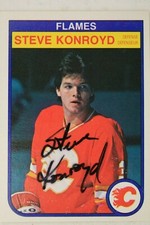 Steve Konroyd Calgary Flames Signed 1982-83 OPC O Pee Chee #48 Autographed Card 