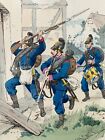 Bavarian infantry in village combat, 1870/71, lithography-colored, H. Kötel