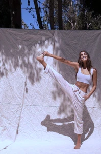 NEW XS Free People Movement Fave Bae Sweatpants Hi Rise Cargo Pull On Cuff Lilac - Picture 1 of 7
