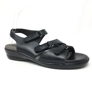 SAS Tabby Sandals Shoes Womens Size 8 N Black Leather Strappy Adjustable Comfort - Picture 1 of 9