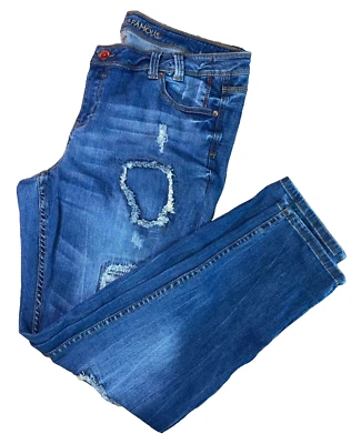 Almost Famous Women's Jeans Blue Skinny Size 20 Plus Distressed Denim - Image 1 of 4