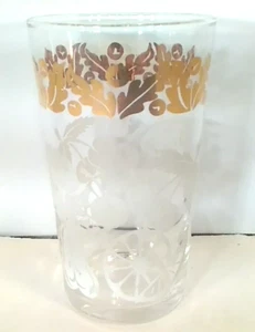 1 Vintage Federal Glas Becher mit Blattgold & weißen Früchten 10 Unzen - Bild 1 von 8