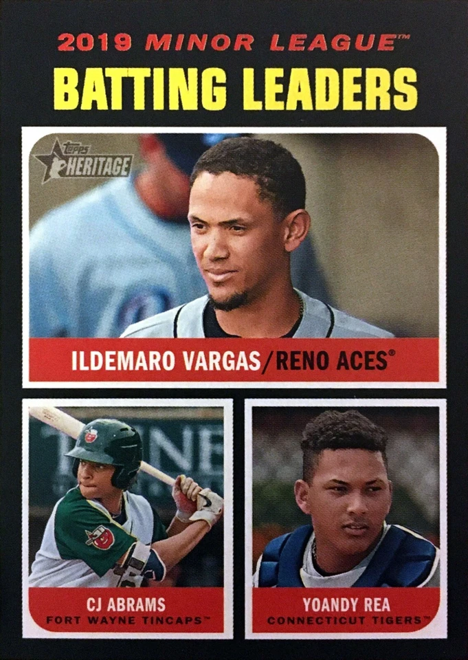 2020 TOPPS HERITAGE MINORS (#184) - LEAGUE LEADERS - CJ ABRAMS / VARGAS / REA - Image 1 of 1