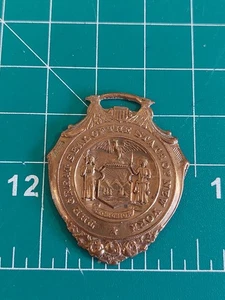 ANTIQUE 14KT GOLD PLATED BRONZE THE GREAT SEAL OF THE STATE OF NEW YORK FOB - Picture 1 of 6