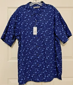 NWT Daniel Cremieux size XL navy blue floral short sleeve button up shirt men's - Picture 1 of 9