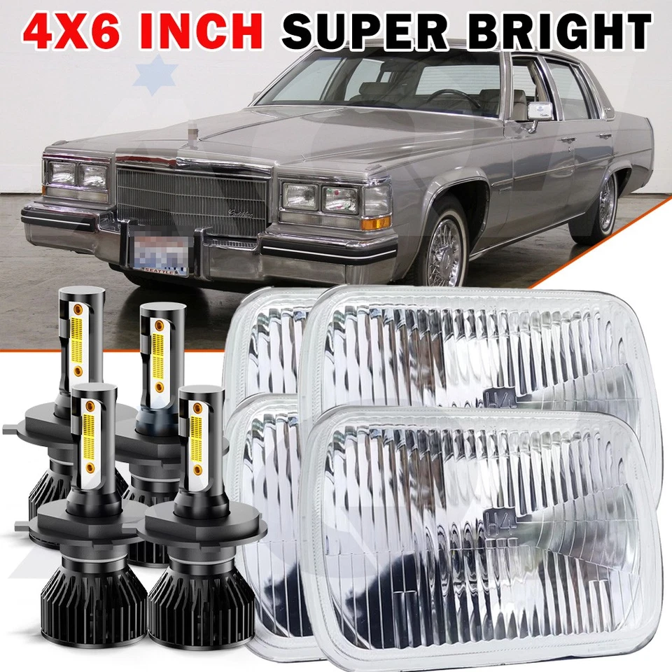 Fit Cadillac Commercial Chassis 1983 DOT 4PCS 4x6" LED Headlights Hi/Lo Beam DRL - Imagem 1 de 4