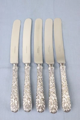 lote de 5 S Kirk Son Repousse mango esterlina 8 5/8" largo Foto 1 de 3