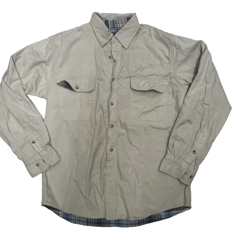 Vintage Scandia Woods Button Down Shirt Mens Medium Khaki Flannel Lined - Image 1 of 4