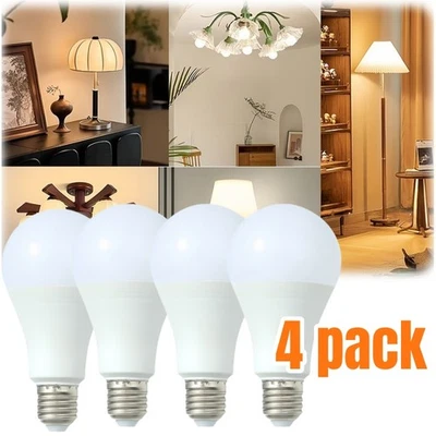 4PCs E26 LED Light Bulbs 12W(60W Eq.) Replacement Daylight 6500K A19 US 110V E27 - Image 1 of 4