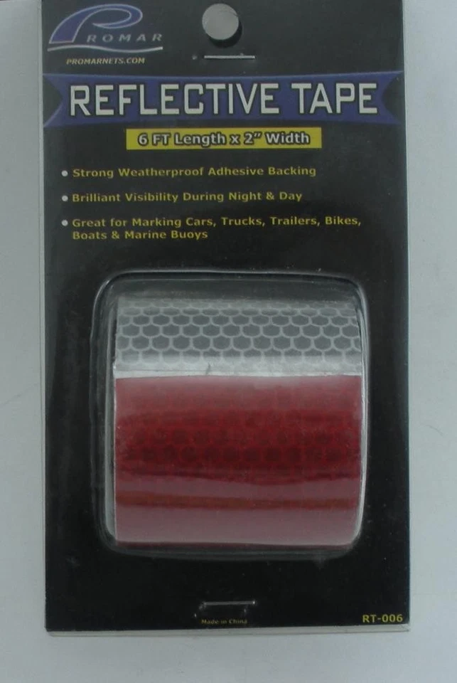 Ami RT006 Reflective Tape Red Silver 72" Shrimp Pole Float Buoy Car Boat - Image 1 of 2