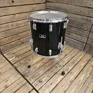 Pearl 16" Floor Tom Drum Wood Fiberglass Vintage, Black USED! RKWFW200625 - Picture 1 of 5
