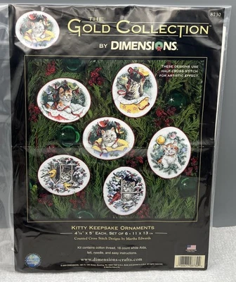Dimensions Gold Kitty Keepsake Ornaments Cross Stitch CHART & LEFTOVER FLOSS - Image 1 of 3