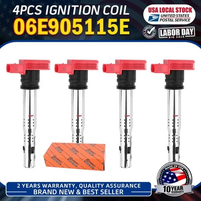Nuevo paquete de 4 bobinas de encendido para Audi A5 Quattro 2010-2016 2,0 L l4 06E905115E OEM Foto 1 de 4