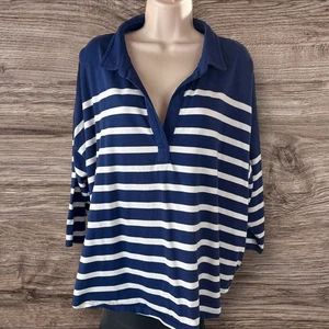 Camisa polo Vineyard Vines para mujer XL azul a rayas jersey de gran tamaño tejido (835) - Imagen 1 de 9