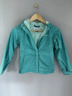 Columbia Windbreaker Hooded  Rain Omni Tech Jacket Girls XS 6/6x Teal Turquoise - Image 1 of 4