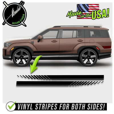 Calcomanías de vinilo estroboscópico para puertas laterales rayas de carreras 4 para Hyundai Santa Fe 2024 en adelante Foto 1 de 3