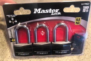 Master Lock 141TRILF Schloss Set 1 1/2"" 38 mm gleicher Schlüssel für alle 3 Wert-Pack Vorhängeschlösser - Bild 1 von 8