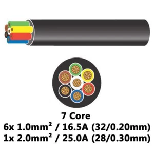 7 Core 12N Towing Trailer Cable Caravan Multi Core 12V - 16.5A Amps - Picture 1 of 1