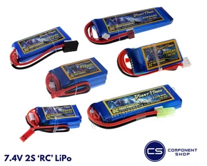 7.4V 120mAh - 5000mAh 2S RC LiPo Battery up to 50C All Sizes + Custom Connector - Picture 1 of 28