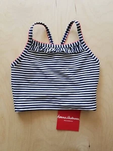 NWT HANNA ANDERSSON NAVY STRIPE RUFFLE SWIMSUIT TANKINI TOP SIZE 100 4 $22 - Picture 1 of 6