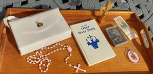 Vtg 1970 The New First Mass HC Book plus carry purse/case, Rosary, Crucifix - Picture 1 of 9