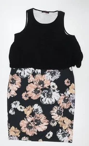 So Fabulous Womens Black Floral Polyester A-Line Size 18 Scoop Neck Pullover - Picture 1 of 10