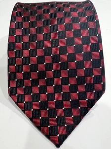 Pierre Cardin Tie Red, Black and Silver Tie Geometric 100% Silk - Picture 1 of 4