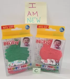 Nuby Happy Hands Holiday Teething Mitten 2 Christmas Tree & Santa Claus New ⬇️ - Picture 1 of 12