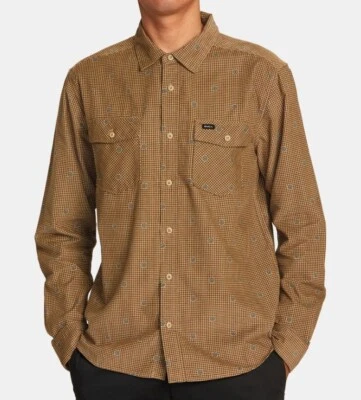Camisa L/S RVCA FREEMAN CORD PRINT para hombre - KHA - pequeña - nueva con etiquetas Foto 1 de 2