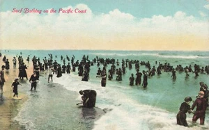 Postcard Surf Bathing On The  Pacific Coast DB Early 1900s - Picture 1 of 2