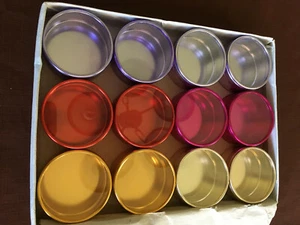 12 ALUMINUM CANISTERS W/CLEAR LIDS, 2-1/2" DIAMETER (D552) CRAFT OR HOBBY ITEMS - Picture 1 of 3