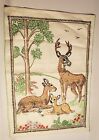 Needlework Panel Wall Hanging Deer Fawn Woods Baby Nursery Embroidered READ  A11