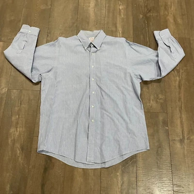 BROOKS BROTHERS MAKERS MENS LONG SLEEVE DRESS SHIRT PIN STRIPE 16-1/2 USA COTTON - Image 1 of 4