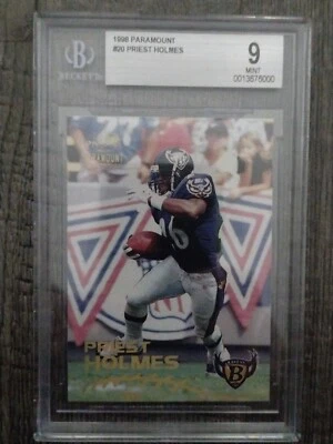 1998 Pacific Paramount #20 Priest Holmes Baltimore Ravens RC BGS 9 HOF - Image 1 of 2