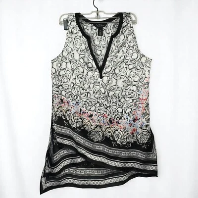 Blusa Top Elegante Boho Casa Blanca Mercado Negro Mujer Talla 10 Floral Sin Mangas Foto 1 de 4