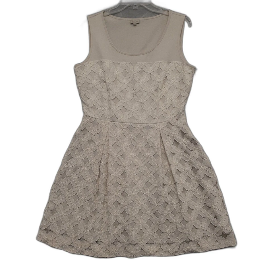 Vestido de cóctel Daniel Cremieux floral de encaje sin mangas plisado 10 mujeres crema Foto 1 de 4