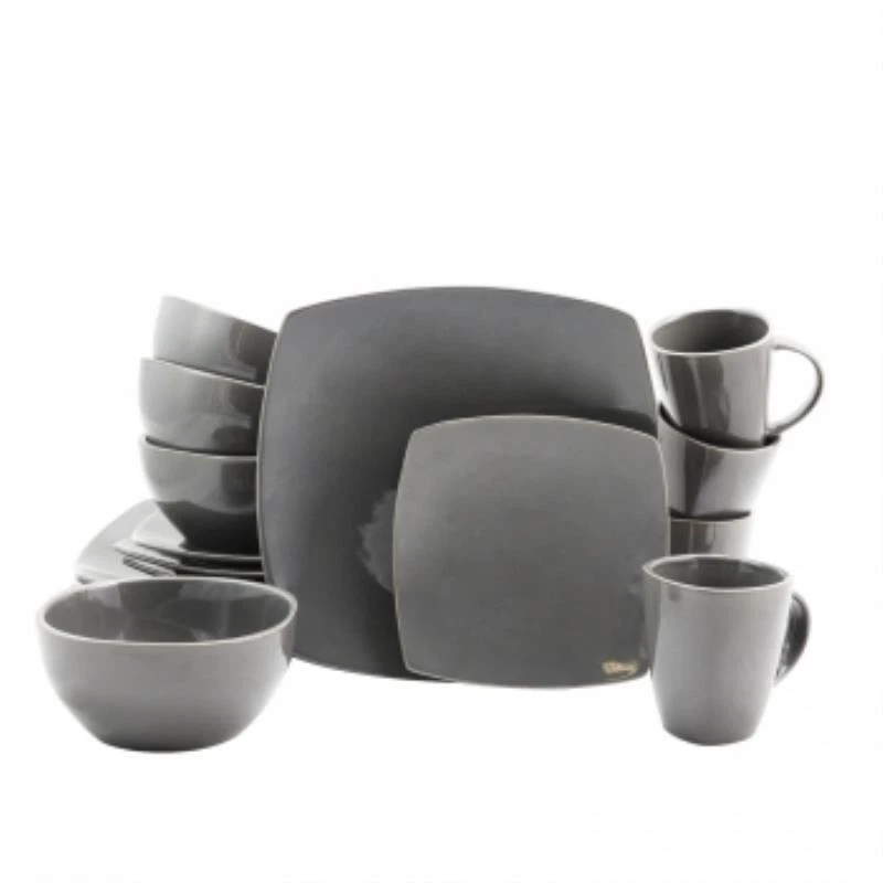 Gibson Home Soho Lounge Square Dinnerware Set In Gray, Set Of 16 Piece - Image 1 of 1